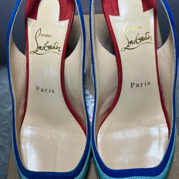 Christian Louboutin Degradama 80 Rainbow Suede Slingback’s - Picture 10 of 15